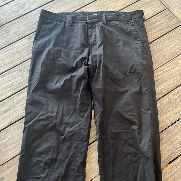 BOSS BY HUGO BOSS BLACK LIGHTWEIGHT DRESS PANTS IN COTTON 36-38 waist 32 inseam - Picture 1 of 6